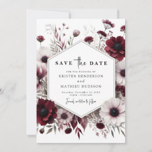 Lovely Digital Burgundy Wedding Save The Date