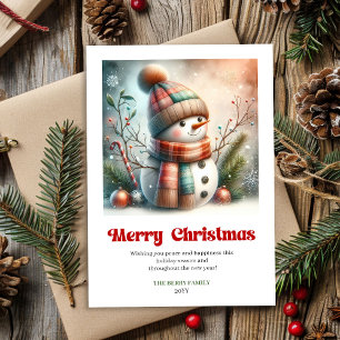 Lovely digital Christmas snowman minimalist card