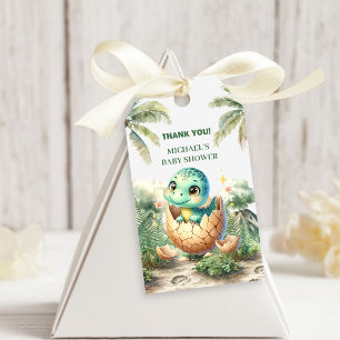 Lovely Dino Baby Shower Hatching Soon Gift Tags