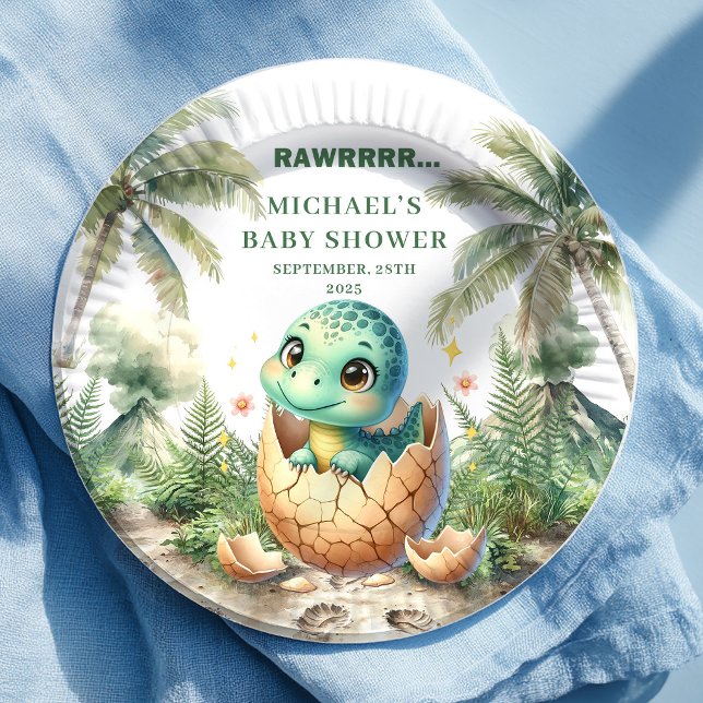 Lovely Dino Baby Shower Hatching Soon Name Plates (Lovely Dino Baby Shower Hatching Soon Name Plates)