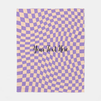 Lovely Distorted Checkerboard Retro Lavender Fleece Blanket
