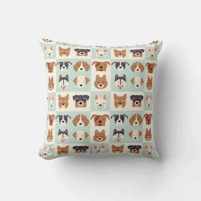 Lovely Dog Breeds Throw Pillow (Front)