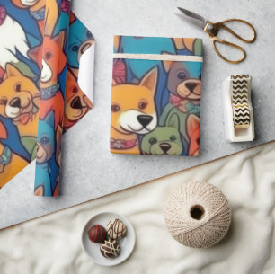 Lovely dogs colorful dogs pet vibes Wrapping Paper