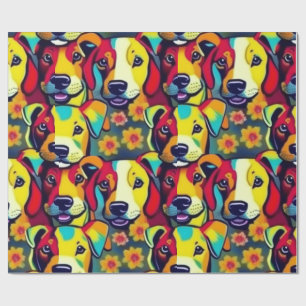 Lovely dogs colorful dogs pet vibes Wrapping Paper