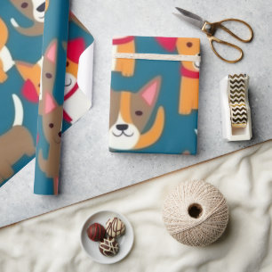Lovely dogs colorful dogs pet vibes Wrapping Paper