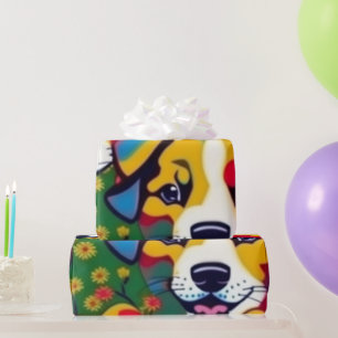 Lovely dogs colorful dogs pet vibes Wrapping Paper