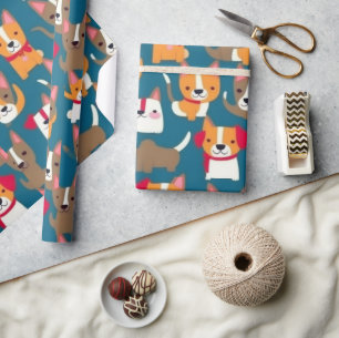Lovely dogs colorful dogs pet vibes Wrapping Paper