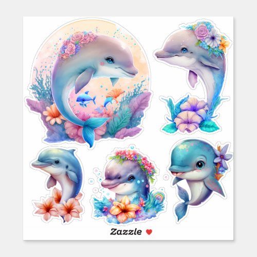 Lovely Dolphin Illustrations Sticker