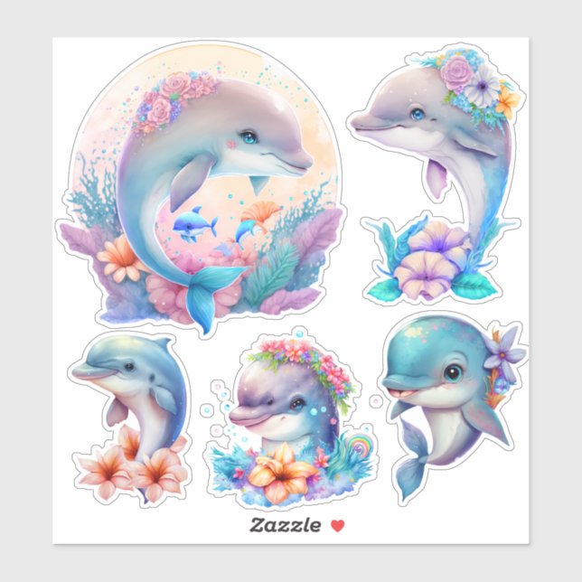 Lovely Dolphin Illustrations Sticker (Sheet)