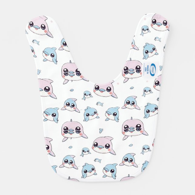 Lovely dolphins - Modern digital pattern design 1 Baby Bib (Back)