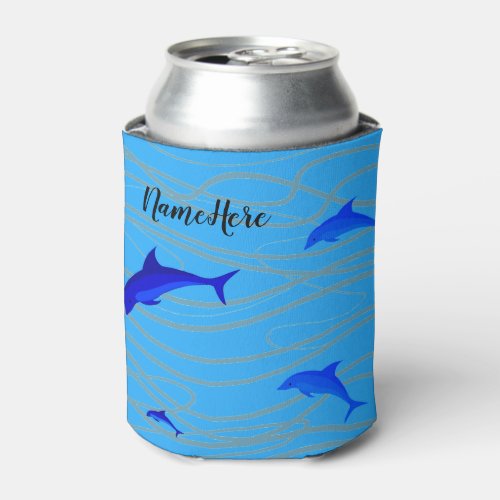 Lovely Dolphins swimming Can Cooler