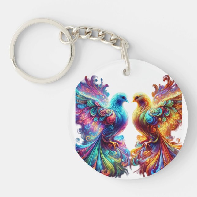 Lovely Doves Love Keychain (Front)