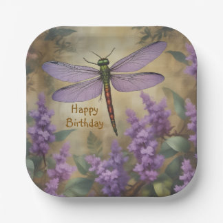 Lovely Dragonfly in Garden Paper Plates