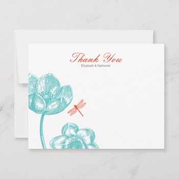 Lovely Dragonfly Thank You Note Card Blue & Orange by spinsugar at Zazzle