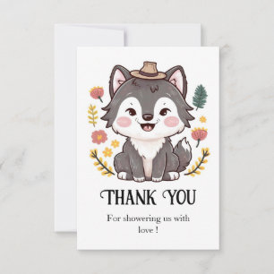 Lovely Dreamy Wolf Baby Shower Thank You Card