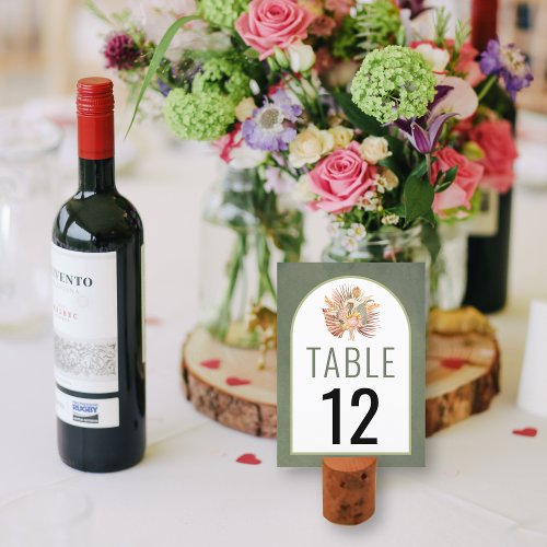 Lovely dried flowers wedding table number card