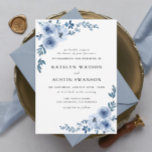 Lovely Dusty Blue Floral Wedding Invitation at Zazzle