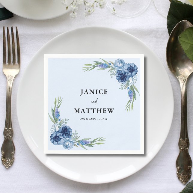 Lovely Dusty Blue Floral Wedding Napkins (Creator Uploaded)
