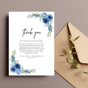 Lovely Dusty Blue Floral Wedding Thank You Card