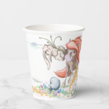 Lovely Easter cup with pony and rabbit
