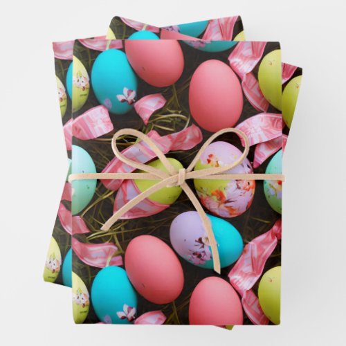 Lovely Easter Egg Pattern Holiday Gift Wrap Set