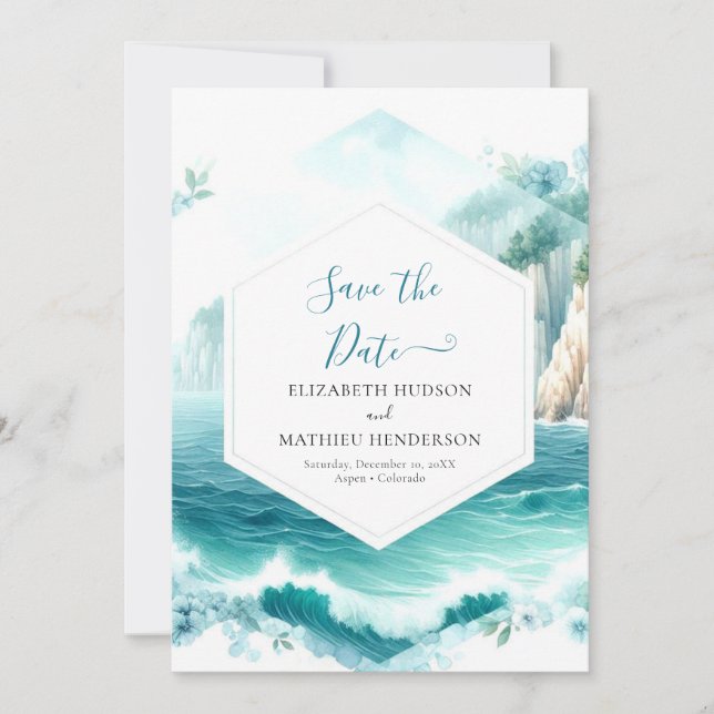 Lovely Editable Nautical Wedding Save The Date (Front)