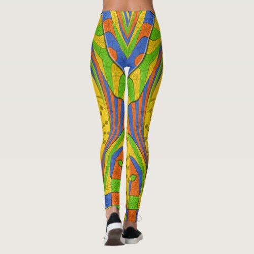 lovely Egyptian multi color design symmetrical pat Leggings