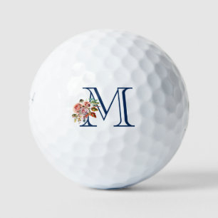 Lovely Elegant Floral Monogrammed Custom Golf Balls