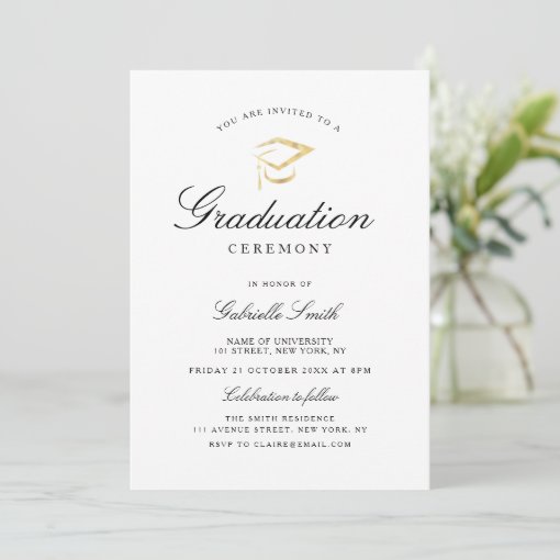 lovely elegant graduation ceremony invitation | Zazzle