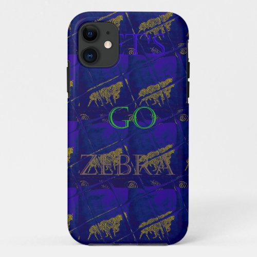 Lovely Elegant Zebra Graphic Design on Royal Hue  iPhone 11 Case