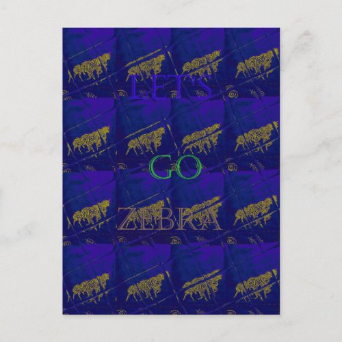 Lovely Elegant Zebra Graphic Design on Royal Hue  Postcard