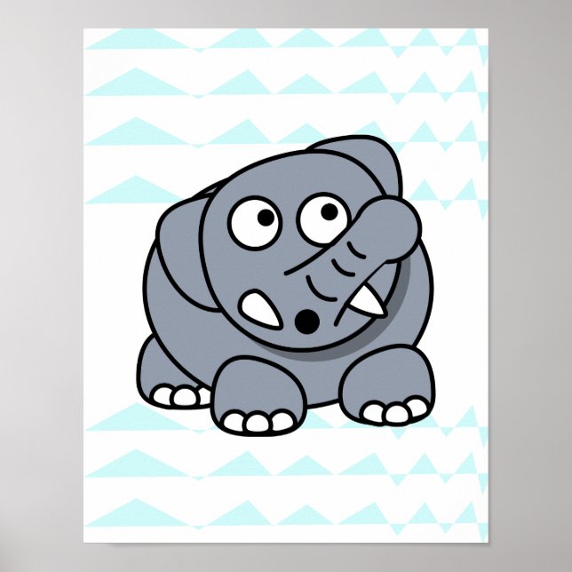 lovely elephant on chevron background Nursery baby Poster (Front)