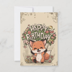 Lovely Enchanted Fox Birthday Card