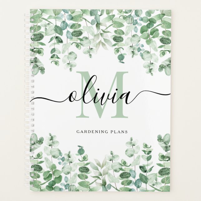 Lovely Eucalyptus | Elegant Watercolor Monogram Planner (Front)