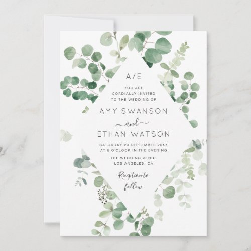 lovely eucalyptus greenery wedding invitation