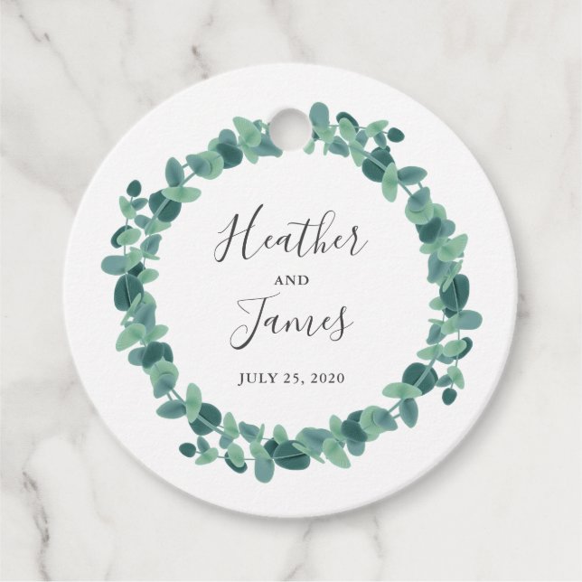 Lovely Eucalyptus Wedding Favor Tags (Front)