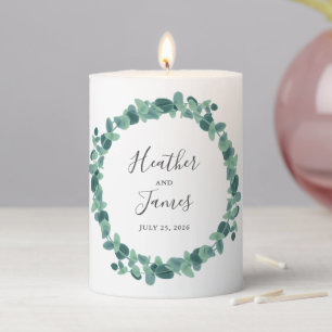 Lovely Eucalyptus Wreath  Pillar Candle