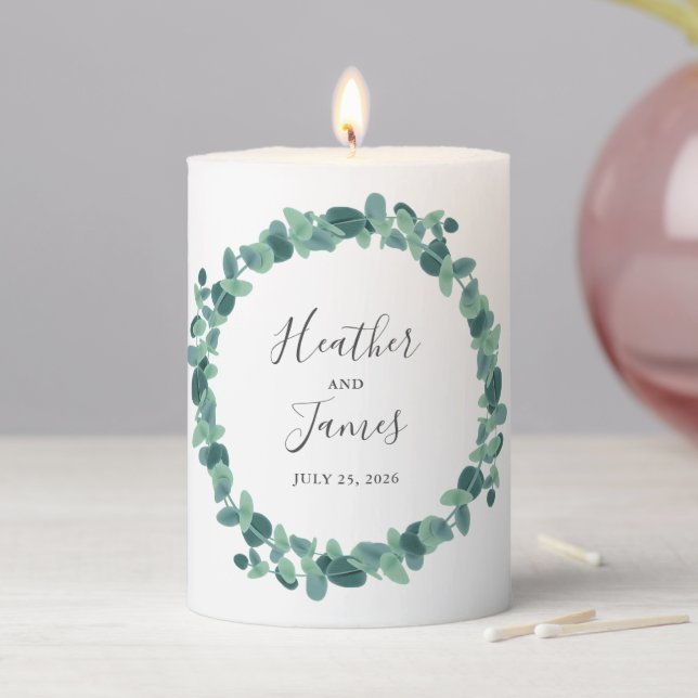 Lovely Eucalyptus Wreath  Pillar Candle (In Situ)