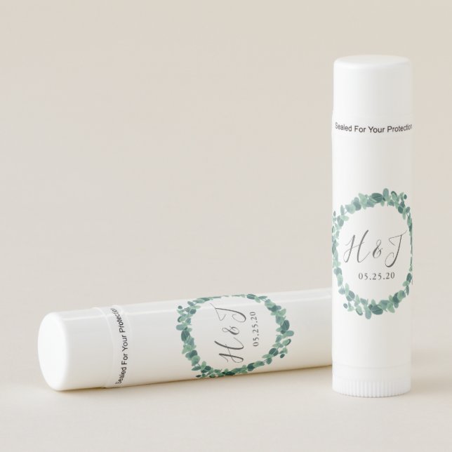 Lovely Eucalyptus Wreath Wedding Lip Balm (Front)