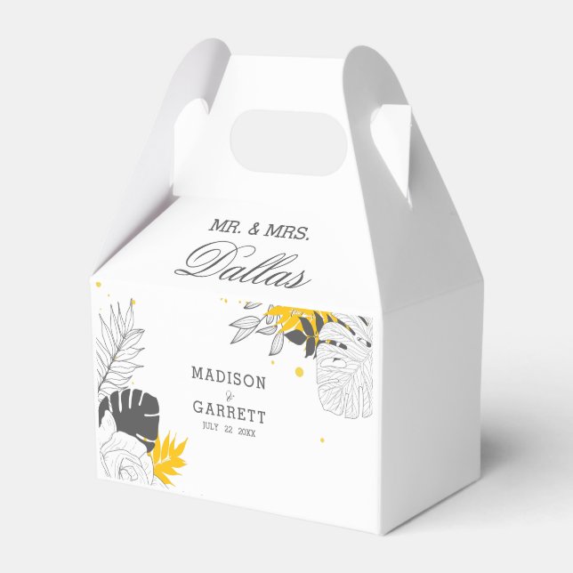 Lovely Exotic Leaves White Background  Favor Box (Front Side)