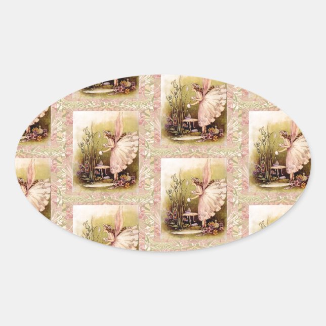 Lovely - Fairy Angel Oval Sticker (Front)