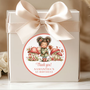 Lovely Fairy Blush Floral Girl Birthday Thank You Classic Round Sticker