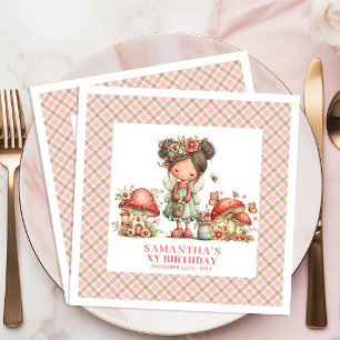 Lovely Fairy Pink Floral Cottagecore Birthday Part Paper Dinner Napkins