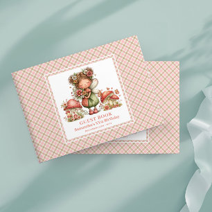 Lovely Fairy Pink Floral Girl Birthday Guest Book