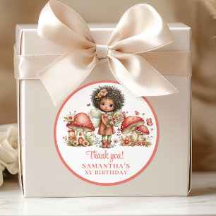 Lovely Fairy Pink Floral Girl Birthday Thank You Classic Round Sticker
