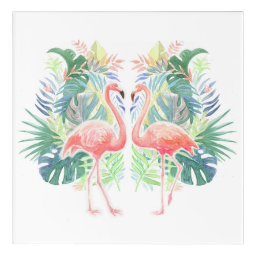 Lovely Fairy Tale For Two Flamingo Tropical Flower Acrylic Print