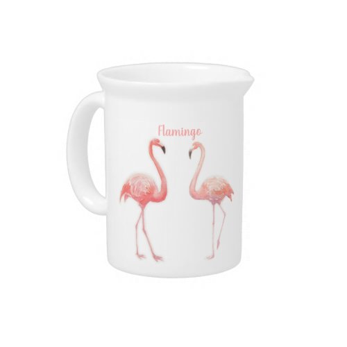 Lovely Fairy Tale For Two Flamingo Tropical Flower Beverage Pitcher