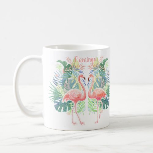 Lovely Fairy Tale For Two Flamingo Tropical Flower Coffee Mug