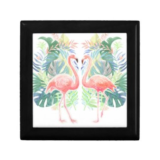 Lovely Fairy Tale For Two Flamingo Tropical Flower Gift Box