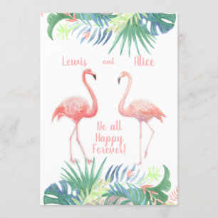 Lovely Fairy Tale For Two Flamingo Tropical Flower Invitation